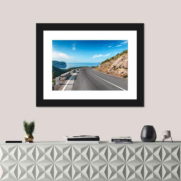 Turning Mountain Highway Canvas Wall Art-3 Horizontal-Gallery Wrap-25" x 16"-Tiaracle