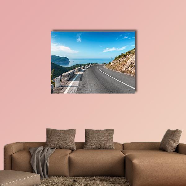 Turning Mountain Highway Canvas Wall Art-1 Piece-Gallery Wrap-48" x 32"-Tiaracle