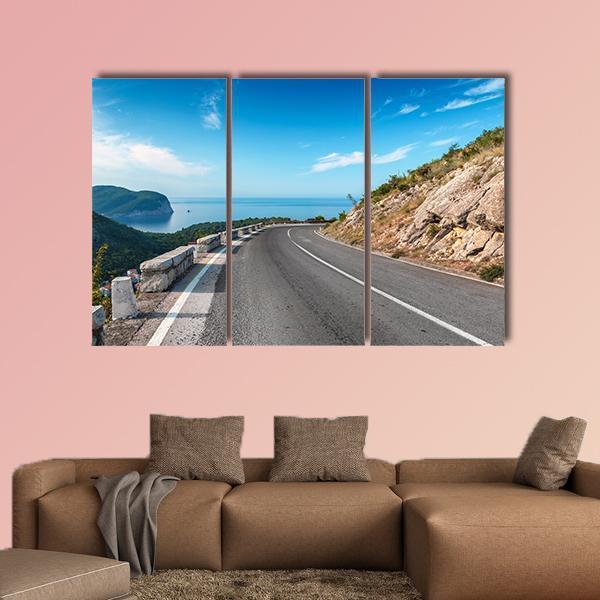 Turning Mountain Highway Canvas Wall Art-3 Horizontal-Gallery Wrap-37" x 24"-Tiaracle
