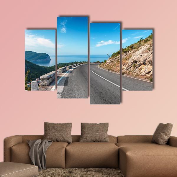 Turning Mountain Highway Canvas Wall Art-4 Pop-Gallery Wrap-50" x 32"-Tiaracle