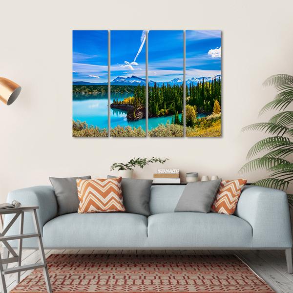 Turquoise Abraham Lake Canvas Wall Art-4 Horizontal-Gallery Wrap-34" x 24"-Tiaracle