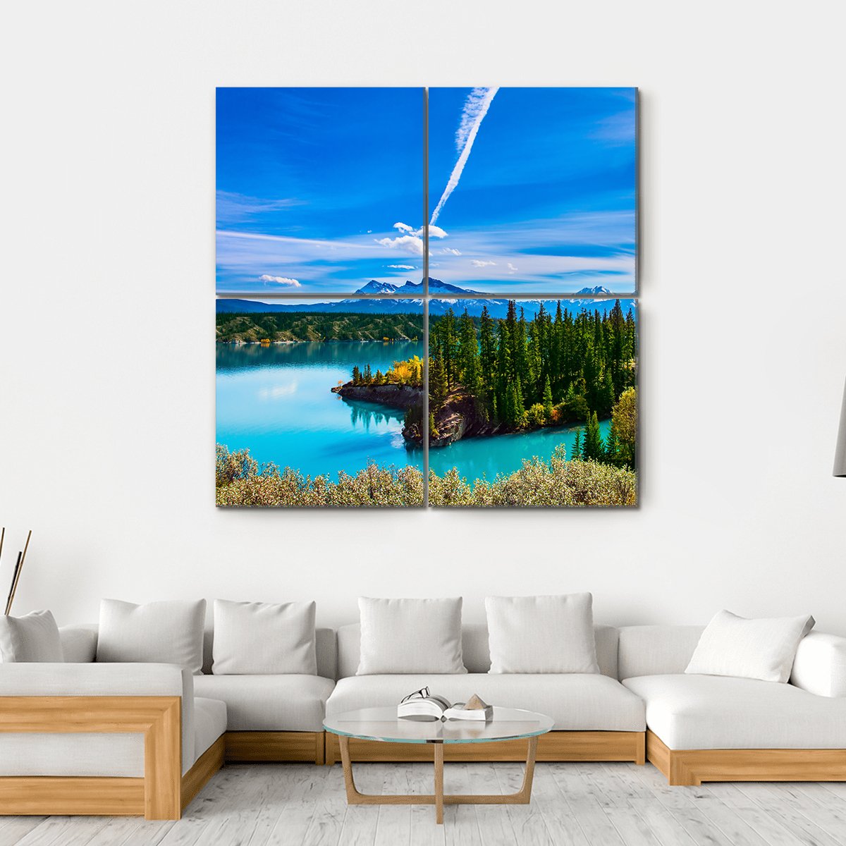 Turquoise Abraham Lake Canvas Wall Art-4 Square-Gallery Wrap-17" x 17"-Tiaracle
