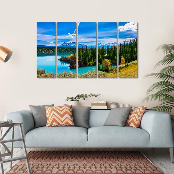 Turquoise Abraham Lake Canvas Wall Art-5 Horizontal-Gallery Wrap-22" x 12"-Tiaracle