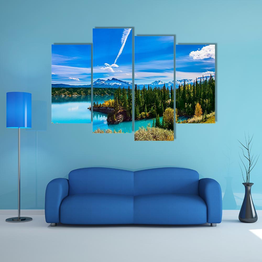 Turquoise Abraham Lake Canvas Wall Art-4 Pop-Gallery Wrap-50" x 32"-Tiaracle