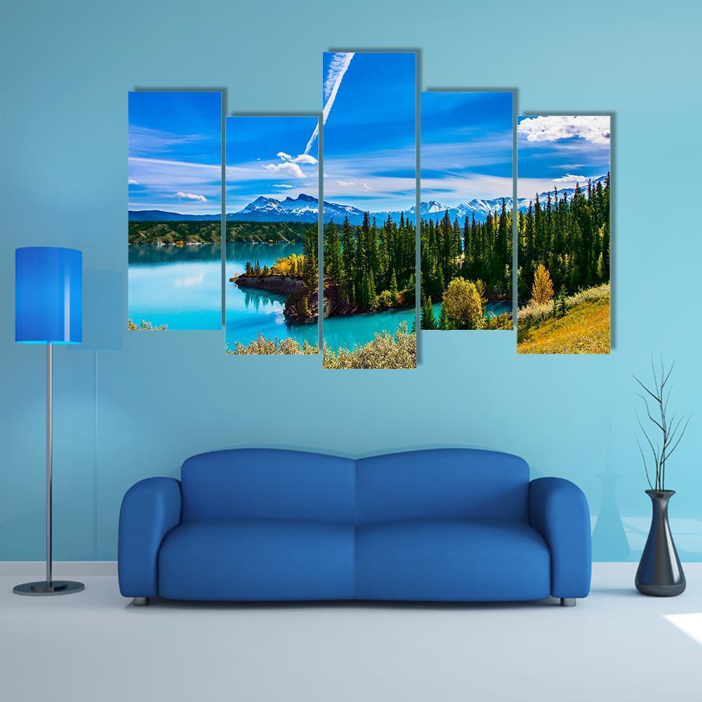 Turquoise Abraham Lake Canvas Wall Art-5 Pop-Gallery Wrap-47" x 32"-Tiaracle