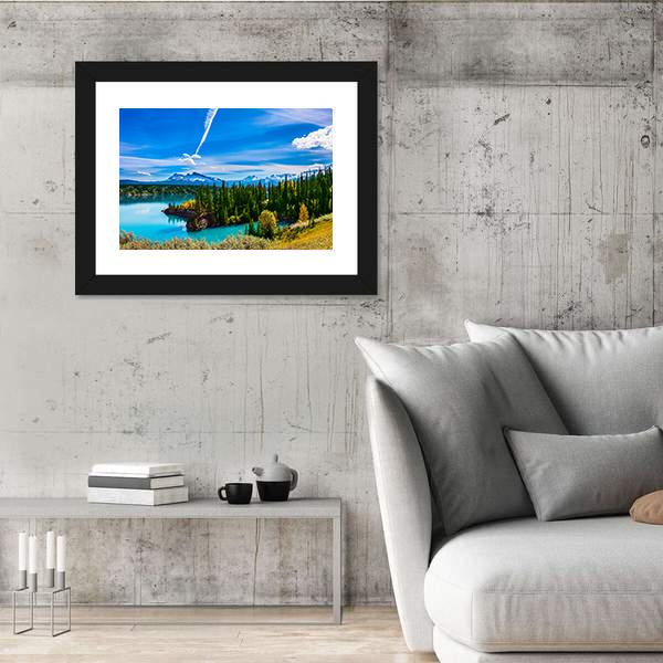 Turquoise Abraham Lake Panoramic Canvas Wall Art-1 Piece-36" x 12"-Tiaracle