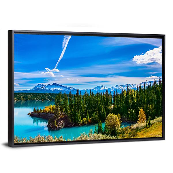 Turquoise Abraham Lake Panoramic Canvas Wall Art-1 Piece-36" x 12"-Tiaracle