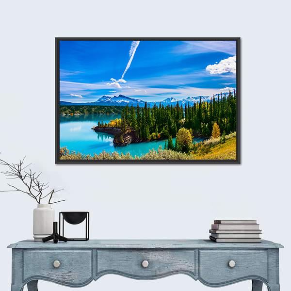 Turquoise Abraham Lake Panoramic Canvas Wall Art-1 Piece-36" x 12"-Tiaracle