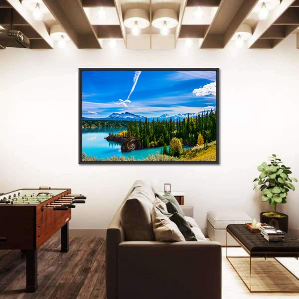 Turquoise Abraham Lake Panoramic Canvas Wall Art-1 Piece-36" x 12"-Tiaracle