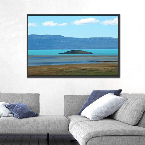 Turquoise Blue Lake In Argentino Canvas Wall Art-1 Piece-Floating Frame-24" x 16"-Tiaracle