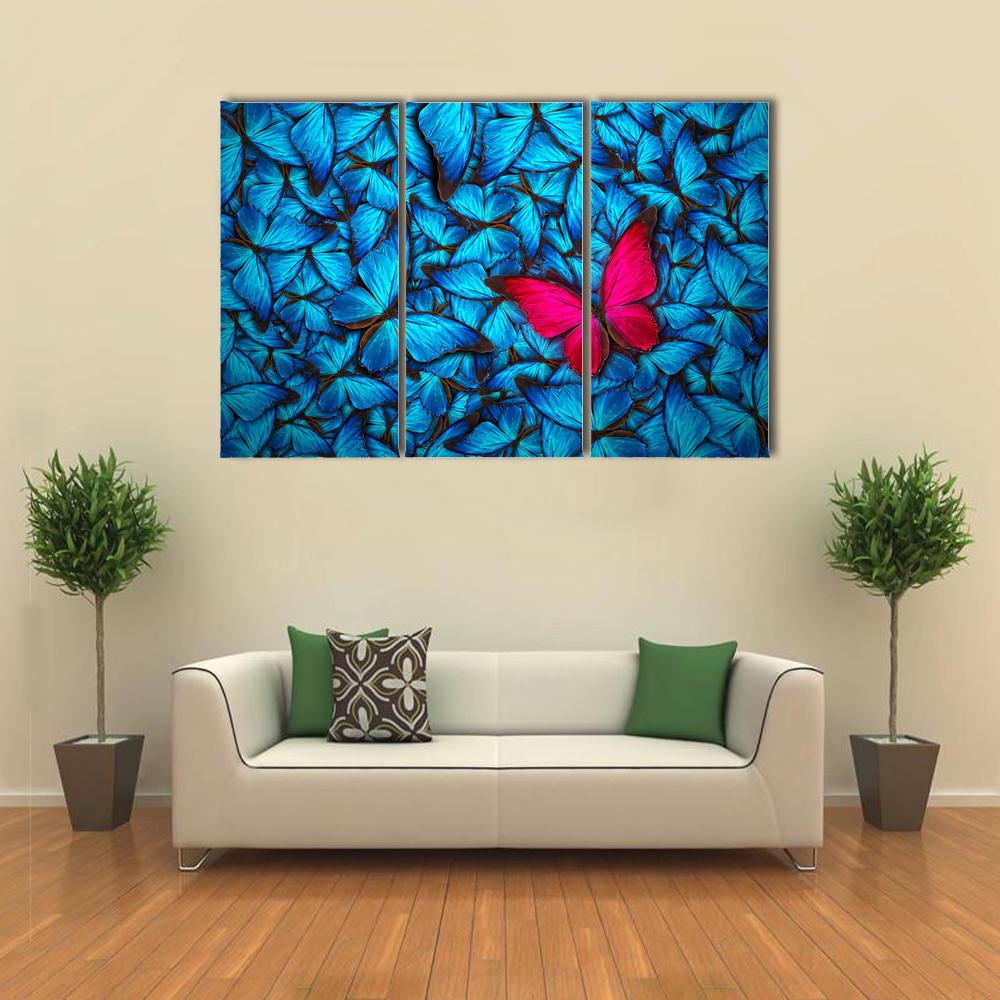 Turquoise Butterflies Canvas Wall Art-3 Horizontal-Gallery Wrap-25" x 16"-Tiaracle