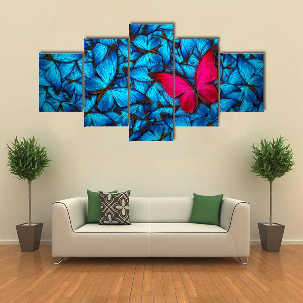 Turquoise Butterflies Canvas Wall Art-1 Piece-Gallery Wrap-24" x 16"-Tiaracle