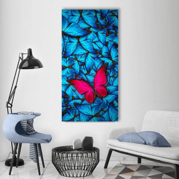 Turquoise Butterflies Vertical Canvas Wall Art-1 Vertical-Gallery Wrap-12" x 24"-Tiaracle