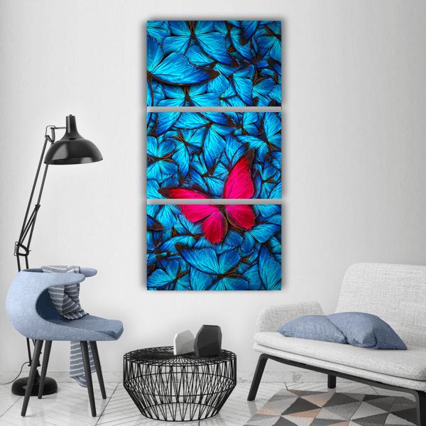 Turquoise Butterflies Vertical Canvas Wall Art-3 Vertical-Gallery Wrap-12" x 25"-Tiaracle