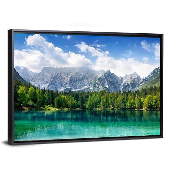 Turquoise Lake In Forest Canvas Wall Art-3 Horizontal-Gallery Wrap-25&quot; x 16&quot;-Tiaracle