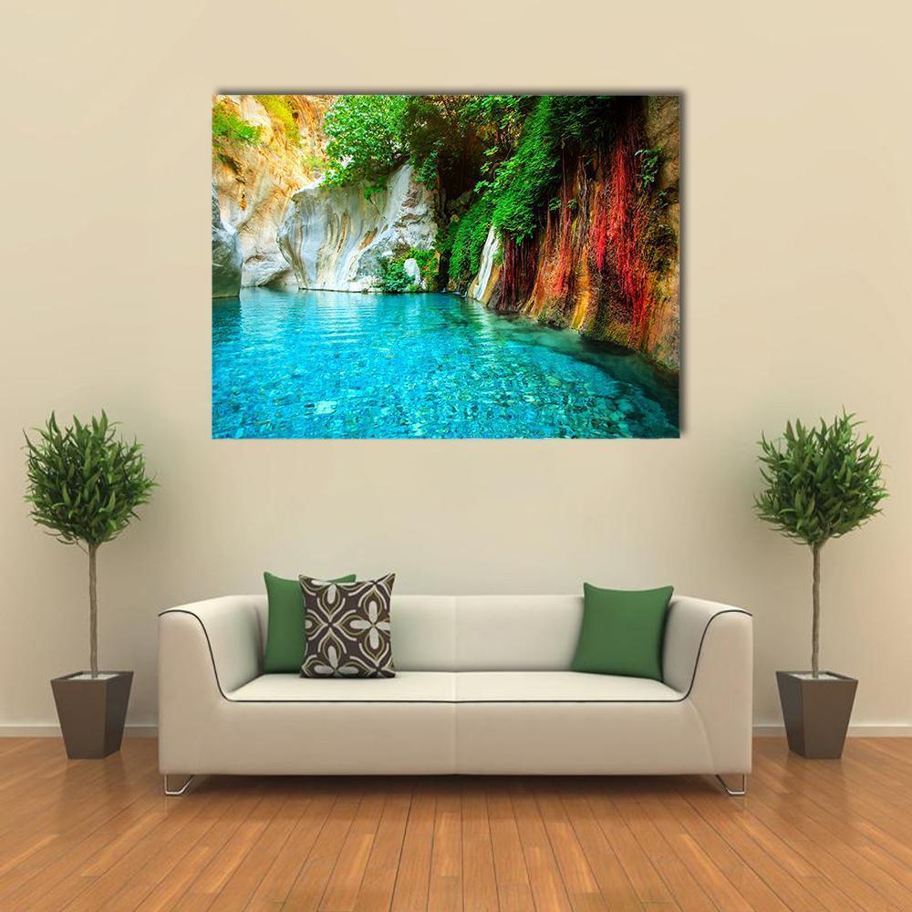 Turquoise Lake Turkey Canvas Wall Art-1 Piece-Gallery Wrap-48" x 32"-Tiaracle