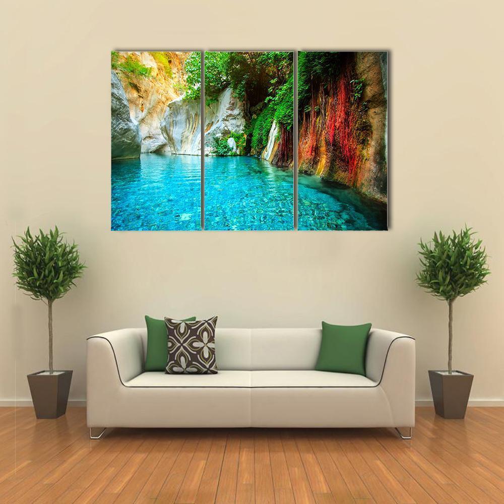 Turquoise Lake Turkey Canvas Wall Art-3 Horizontal-Gallery Wrap-37" x 24"-Tiaracle