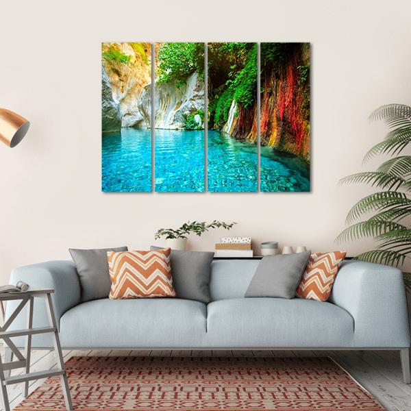 Turquoise Lake Turkey Canvas Wall Art-4 Horizontal-Gallery Wrap-34" x 24"-Tiaracle