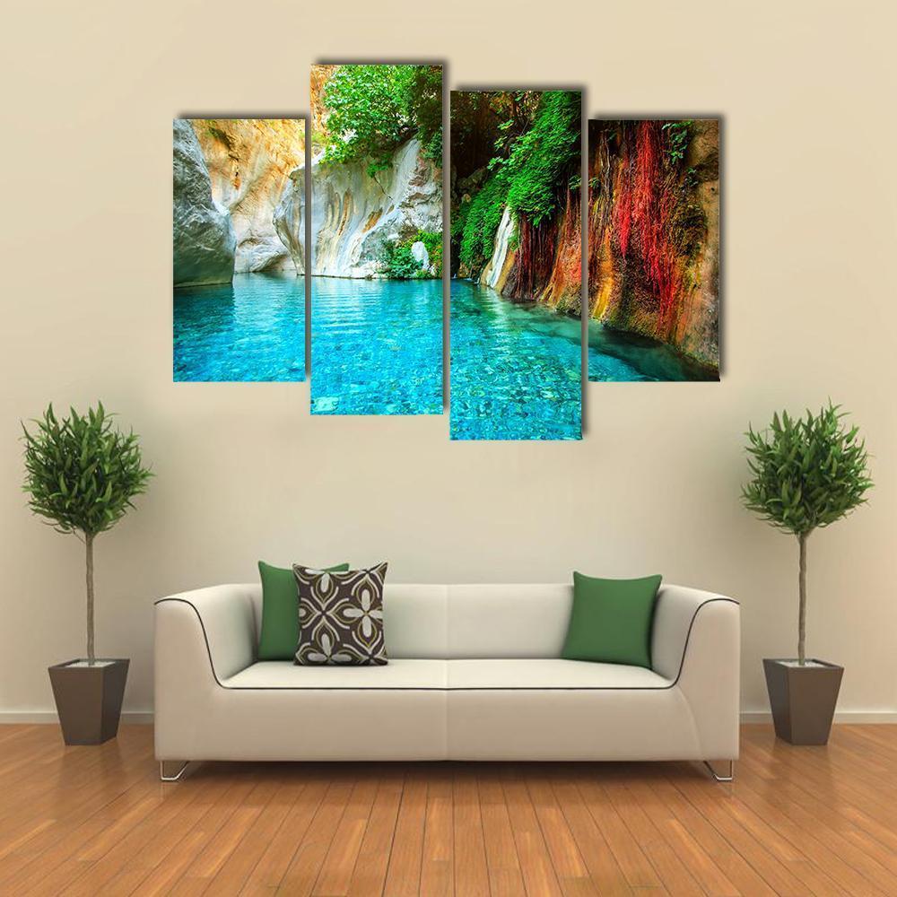 Turquoise Lake Turkey Canvas Wall Art-4 Pop-Gallery Wrap-50" x 32"-Tiaracle