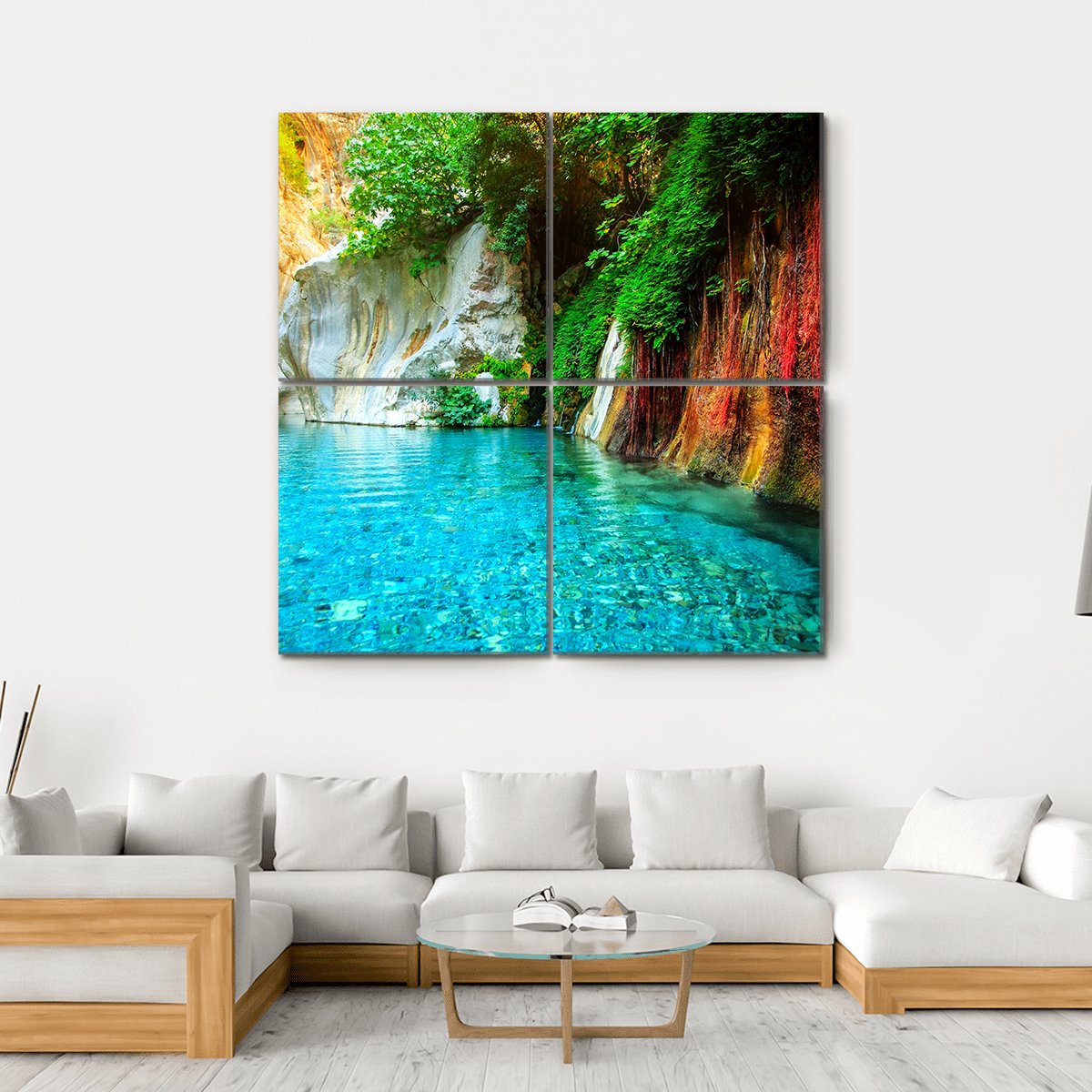 Turquoise Lake Turkey Canvas Wall Art-4 Square-Gallery Wrap-17" x 17"-Tiaracle