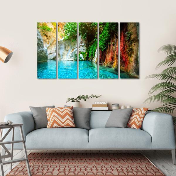Turquoise Lake Turkey Canvas Wall Art-5 Horizontal-Gallery Wrap-22" x 12"-Tiaracle