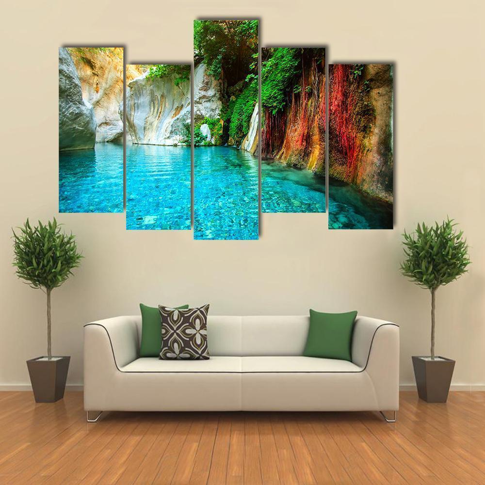 Turquoise Lake Turkey Canvas Wall Art-5 Pop-Gallery Wrap-47" x 32"-Tiaracle