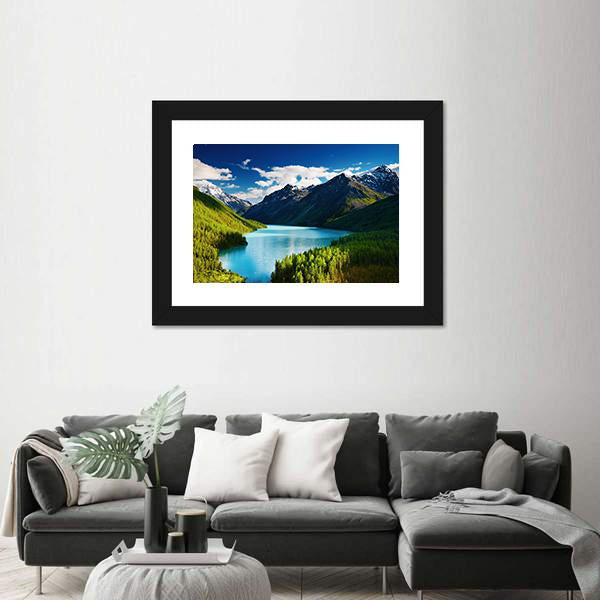 Turquoise lake Kucherlinskoe in Altai mountains Canvas Wall Art-1 Piece-Framed Print-20" x 16"-Tiaracle