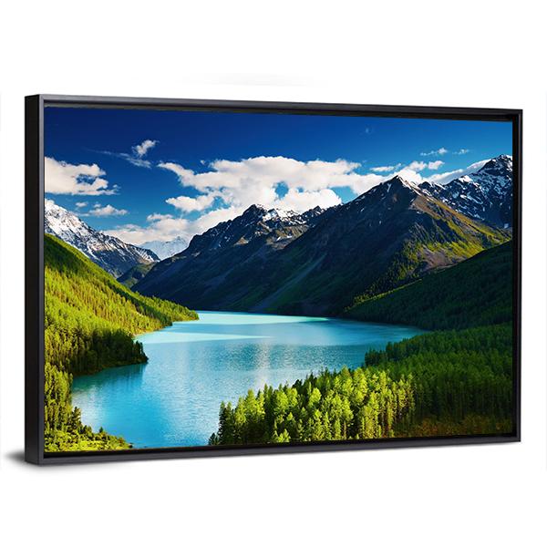 Turquoise lake Kucherlinskoe in Altai mountains Canvas Wall Art-3 Horizontal-Gallery Wrap-25" x 16"-Tiaracle