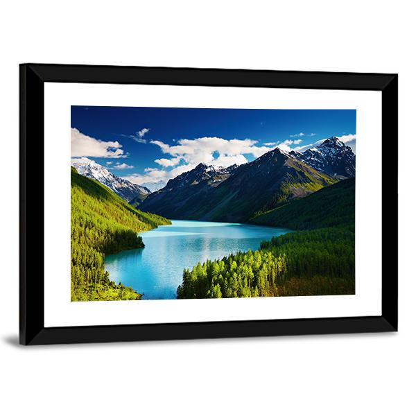 Turquoise lake Kucherlinskoe in Altai mountains Canvas Wall Art-3 Horizontal-Gallery Wrap-25" x 16"-Tiaracle
