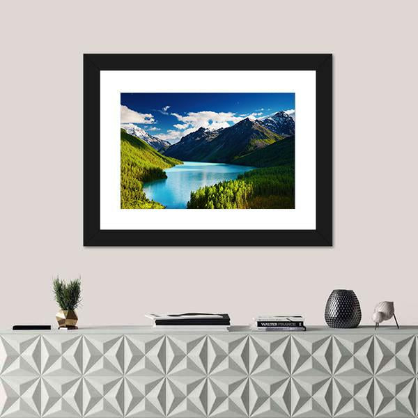 Turquoise lake Kucherlinskoe in Altai mountains Canvas Wall Art-3 Horizontal-Gallery Wrap-25" x 16"-Tiaracle