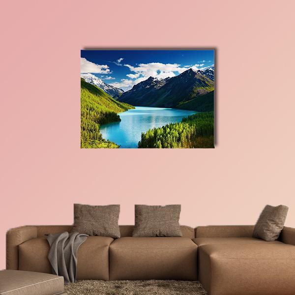 Turquoise lake Kucherlinskoe in Altai mountains Canvas Wall Art-1 Piece-Gallery Wrap-48" x 32"-Tiaracle