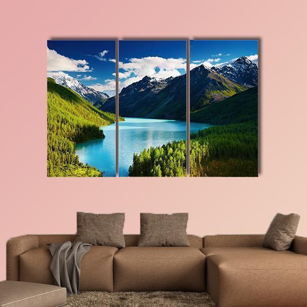 Turquoise lake Kucherlinskoe in Altai mountains Canvas Wall Art-3 Horizontal-Gallery Wrap-37" x 24"-Tiaracle