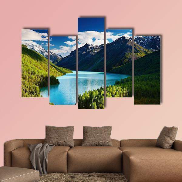 Turquoise lake Kucherlinskoe in Altai mountains Canvas Wall Art-5 Pop-Gallery Wrap-47" x 32"-Tiaracle