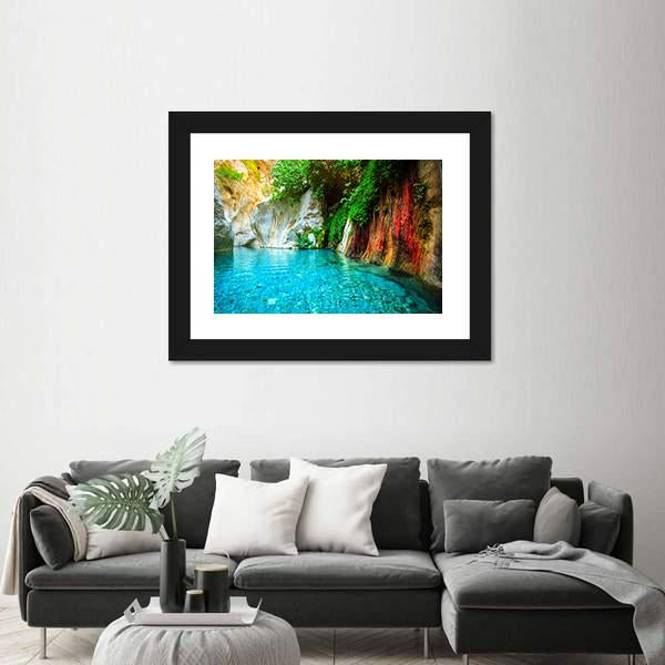 Turquoise Lake Turkey Canvas Wall Art-1 Piece-Framed Print-20" x 16"-Tiaracle