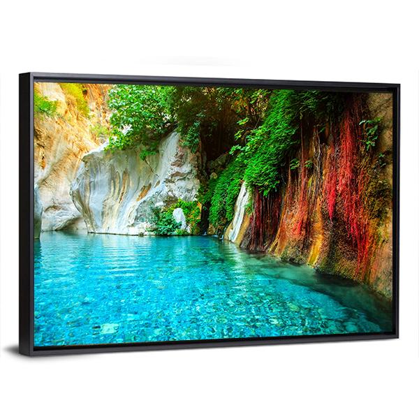 Turquoise Lake Turkey Canvas Wall Art-3 Horizontal-Gallery Wrap-25" x 16"-Tiaracle