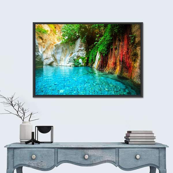 Turquoise Lake Turkey Canvas Wall Art-5 Horizontal-Gallery Wrap-22" x 12"-Tiaracle