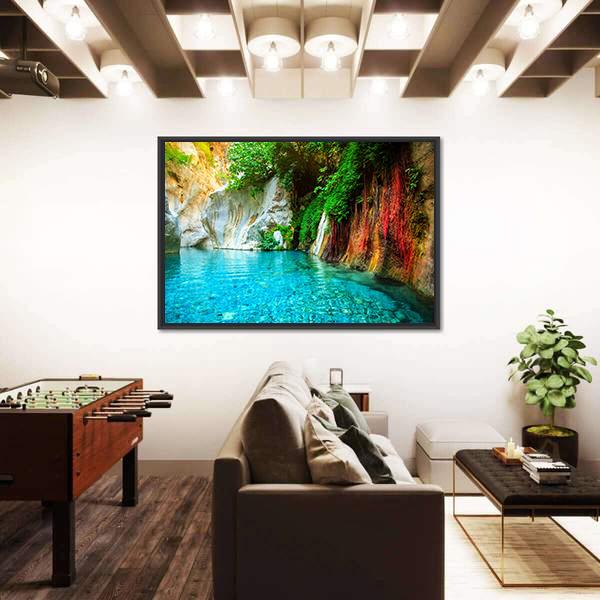 Turquoise Lake Turkey Canvas Wall Art-3 Horizontal-Gallery Wrap-25" x 16"-Tiaracle