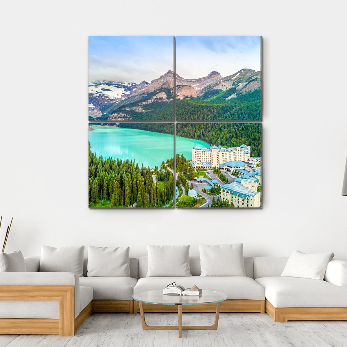 Turquoise Louise Lake Canvas Wall Art-4 Square-Gallery Wrap-17" x 17"-Tiaracle