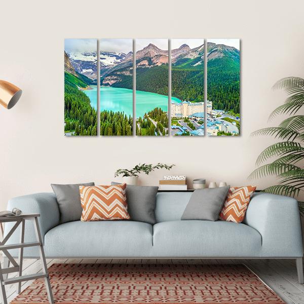 Turquoise Louise Lake Canvas Wall Art-5 Horizontal-Gallery Wrap-22" x 12"-Tiaracle