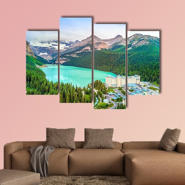 Turquoise Louise Lake Canvas Wall Art-4 Pop-Gallery Wrap-50" x 32"-Tiaracle