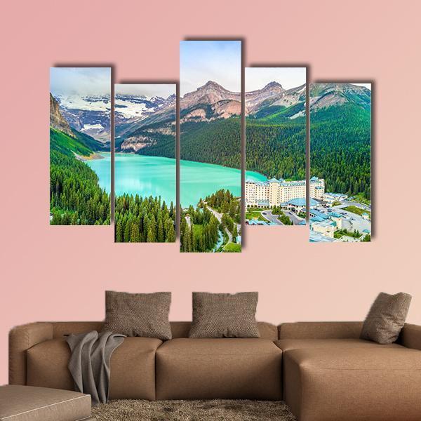 Turquoise Louise Lake Canvas Wall Art-5 Pop-Gallery Wrap-47" x 32"-Tiaracle