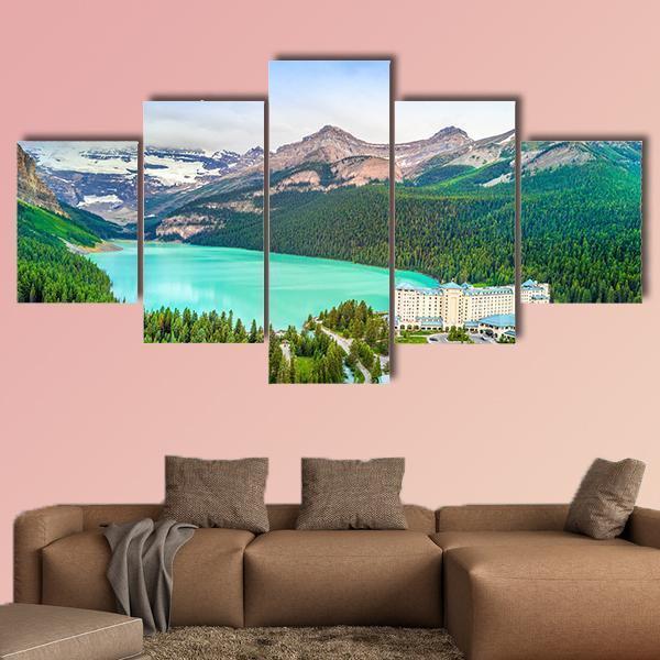 Turquoise Louise Lake Canvas Wall Art-5 Star-Gallery Wrap-62" x 32"-Tiaracle