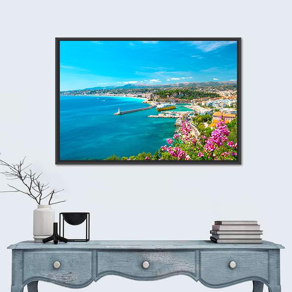 Turquoise Mediterranean Sea And Blue Sky Canvas Wall Art-3 Horizontal-Gallery Wrap-25" x 16"-Tiaracle