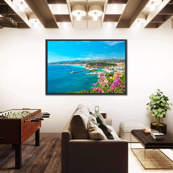 Turquoise Mediterranean Sea And Blue Sky Canvas Wall Art-3 Horizontal-Gallery Wrap-25" x 16"-Tiaracle