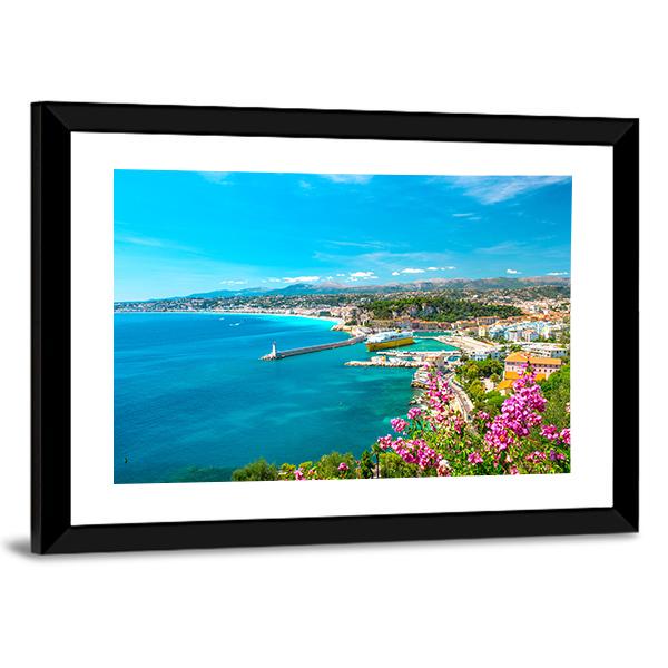 Turquoise Mediterranean Sea And Blue Sky Canvas Wall Art-3 Horizontal-Gallery Wrap-25" x 16"-Tiaracle