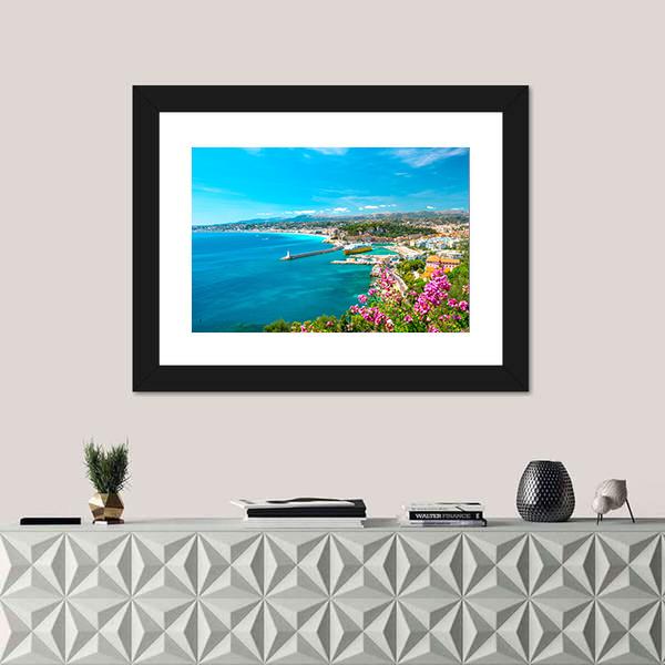 Turquoise Mediterranean Sea And Blue Sky Canvas Wall Art-3 Horizontal-Gallery Wrap-25" x 16"-Tiaracle