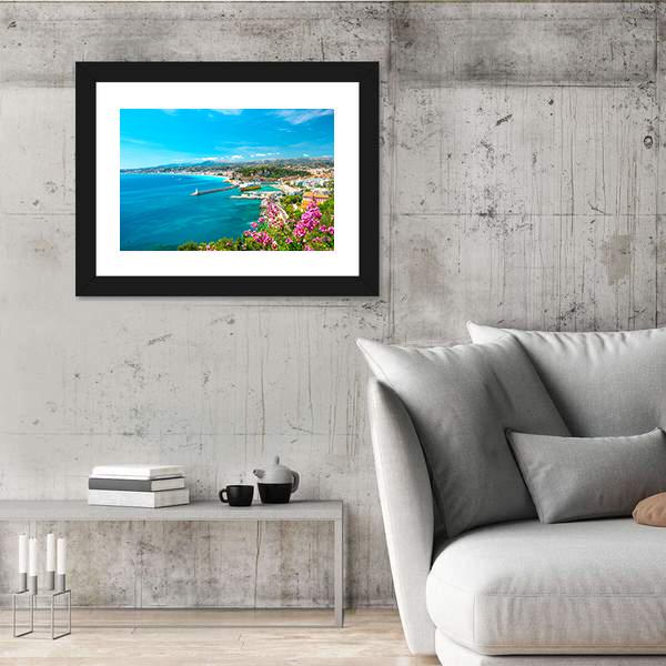 Turquoise Mediterranean Sea And Blue Sky Canvas Wall Art-3 Horizontal-Gallery Wrap-25" x 16"-Tiaracle