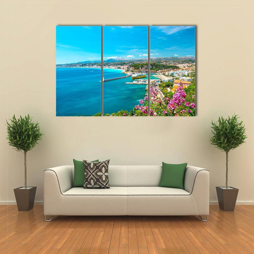 Turquoise Mediterranean Sea And Blue Sky Canvas Wall Art-3 Horizontal-Gallery Wrap-37" x 24"-Tiaracle