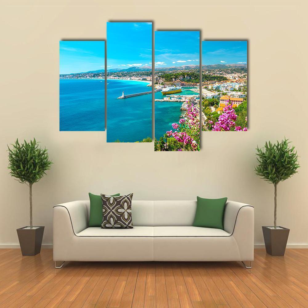 Turquoise Mediterranean Sea And Blue Sky Canvas Wall Art-4 Pop-Gallery Wrap-50" x 32"-Tiaracle