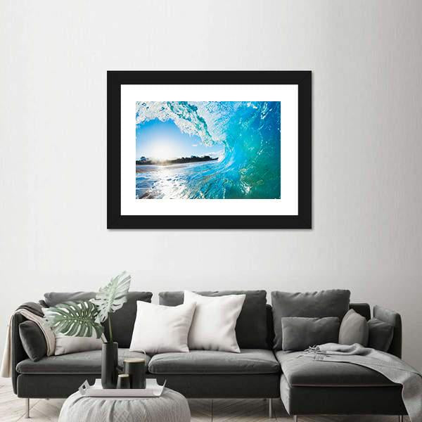 Turquoise Ocean Wave Canvas Wall Art-1 Piece-Framed Print-20" x 16"-Tiaracle